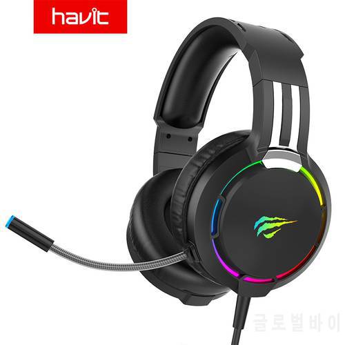 Havit Gamer Headset with Microphone Professinal HD Microphone & Surround Super Base RGB Backlight PC Wired Gaming Headphones