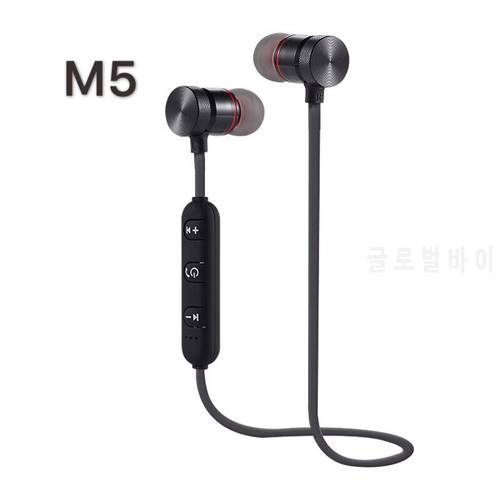 Neckband Magnetic Wireless Headset Stereo Earbuds Music Metal Headphones With Mic For Phones M5 Bluetooth-compatible Headset