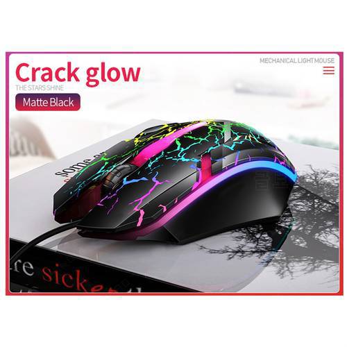 Gaming Mouse Computer Mouse Gamer Crack Glow 1200DPI PC Mice Ergonomic Optical Wired Mouse For Laptop PC Games