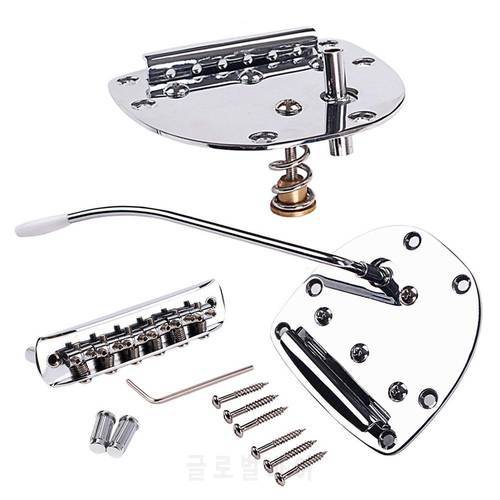 Guitar Bridge Set Metal Tremolo Bridge Set for Mustang Jazzmaster Guitar Replacement Accessories