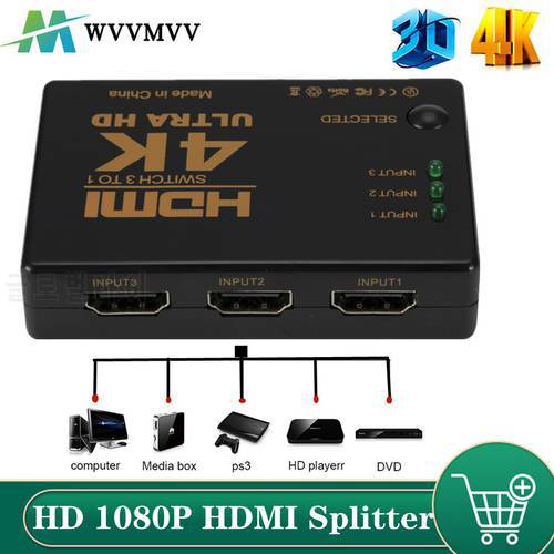 HDMI Switch 4K Switcher 3 in 1 out HD 1080P Video Cable Splitter 1x3 Hub Adapter Converter for PS4/3 TV Box HDTV PC