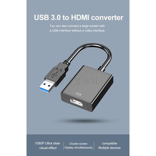 USB 3.0 Para HDMI Audio Video Adaptador Conversor Cabo 1080p 60Hz HD Poratil de Alta Velocidade 5 Gbps Para Windows 7/8/10 PC
