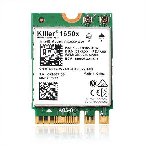 Killer 1650x AC Dual Band 2.4Gbps Wireless AX200NGW Wifi Card AX200NGW 802.11AX/AC/A/B/G/N Bluetooth 5.0 Laptop for Windows 10