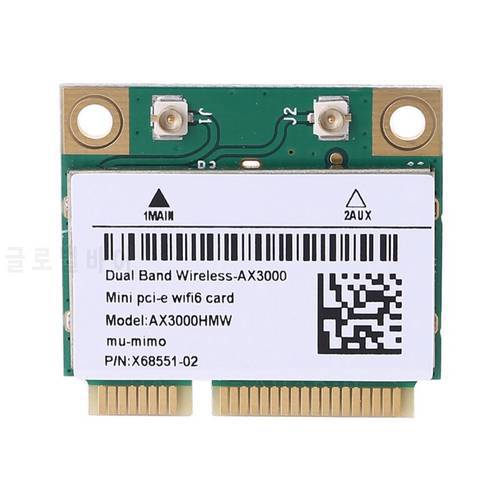 2974Mbps Wifi 6 Dual Band AX3000 Wireless Half Mini PCI-E Network Wlan Wifi Card Bluetooth 5.0 802.11ax/ac 2.4Ghz/5Ghz Adapter