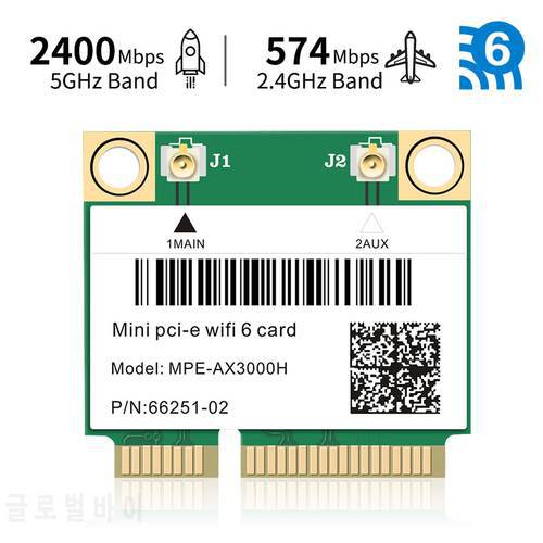 5374Mbps WiFi 6 Bluetooth5.0 Tri Band 2.4G/5G/6Ghz 802.11AC Wireless Adapter AX210 Mini PCI-E Network Wlan AXE3000H Network Card