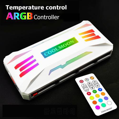 COOLMOON ARGB Controller 4Pin PWM 5V 3Pin ARGB Cooling Fan Smart Intelligent Remote Control for PC Case Chassis Accessories