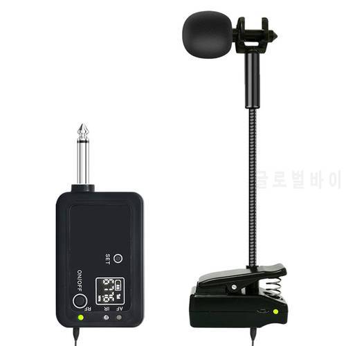 UHF Wireless Instruments Microphone Saxophone Microphone Transmitter Receiver Set Plug & Play Pick Up for Trumpet Trumbone