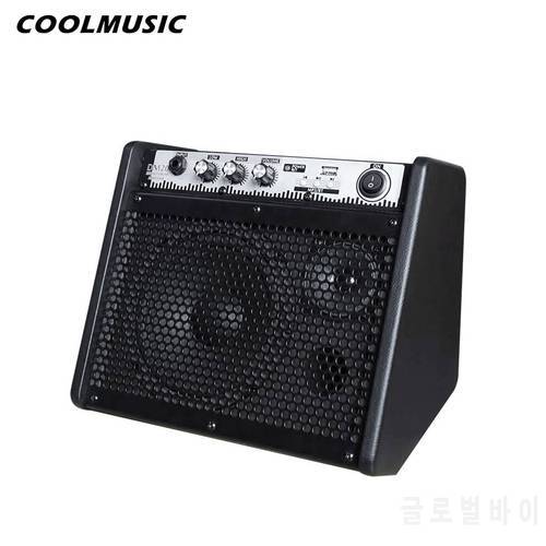 COOLMUSIC DM20 20W Electric Drum Amplifier Keyboard Amp Wireless BT Speaker 2-Band EQ Supports USB MP3 Player Function