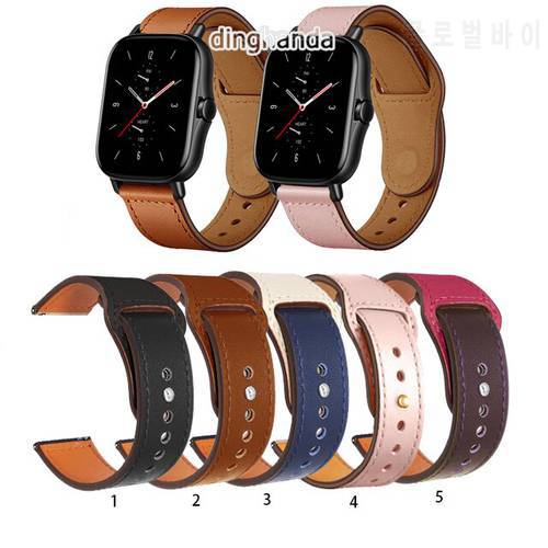 Quality Leather Watch Band Strap for Huami Amazfit GTS 2 Strap for Bip Lite GTS2 min / GTR 2 2e / Bip S U Neo strap 20mm 22mm