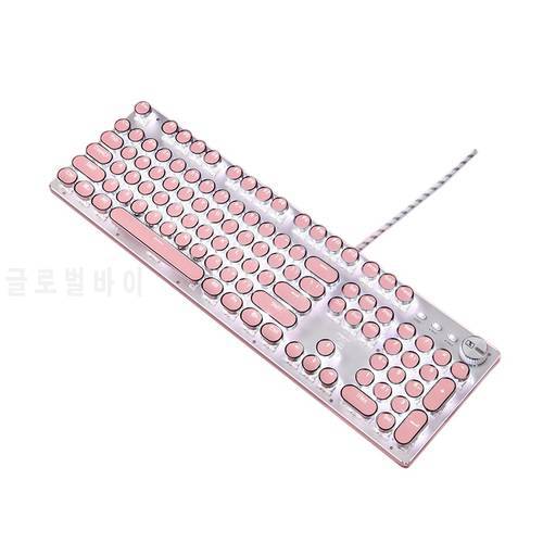 Gaming Keyboard,Retro Punk Typewriter-Style,USB Wired for PC Laptop Desktop Computer for Game and Office (Round Keycaps)