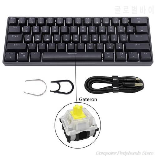 GK61 SK61 61 Key Mechanical Keyboard USB Wired LED Backlit Axis Gaming Mechanical Keyboard Gateron Optical Switches M23 21