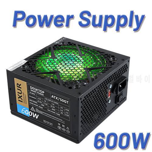 IXUR Max 600W PC PSU Power Supply unit Black Gaming Quiet 120mm rgb Fan 24pin 12V ATX Desktop Computer Power Supply BTC