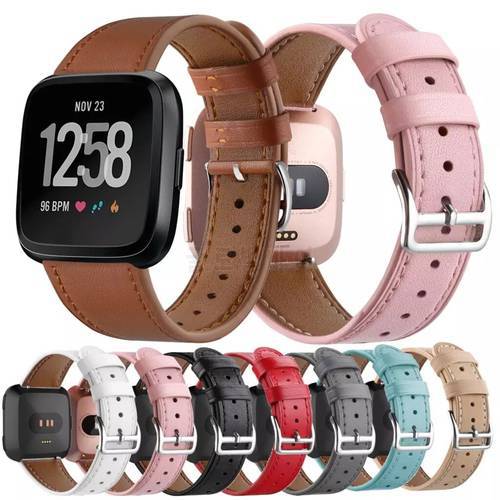 Genuine Leather Wristband Strap Replacement Watchband For Fitbit Versa 2 Smart Watch Bracelet Band For Fitbit Versa / Versa lite