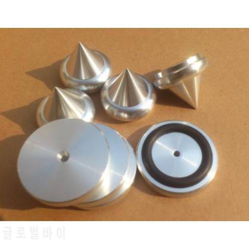 Height 32mm / 24mm with rubber ring damping machine feet / Aluminum Speaker shock spikes (Set)