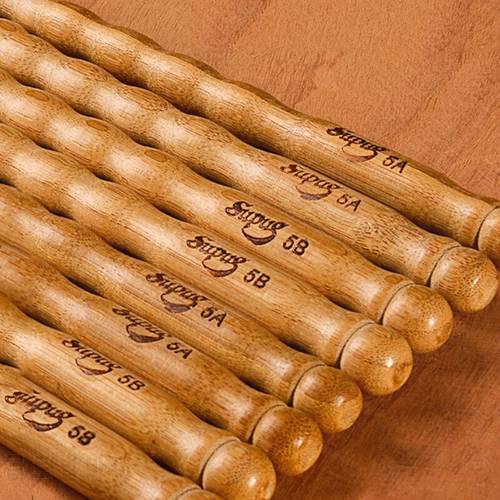 1 Pairs Wavy Pattern Bamboo Drumsticks 5A / 5B / 6A Drum Stick Durable Practical Drum sticks