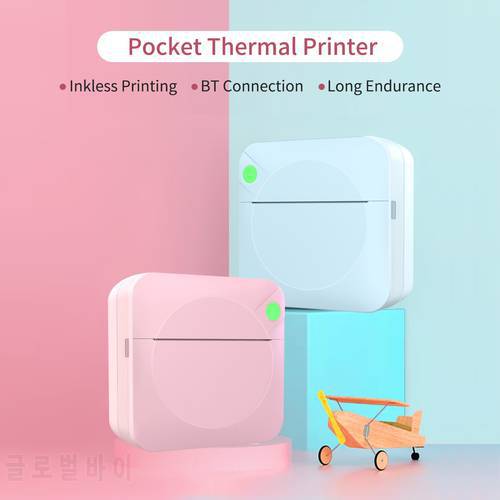 Mini Pocket Photo Printer Portable Thermal Printing Machine 203DPI BT Connection Receipt Instant Printer 57*30mm Android iOS