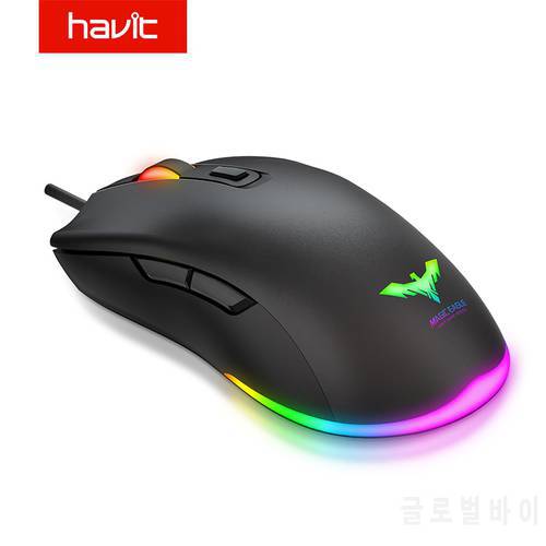 Havit RGB Gaming Mouse Wired PC Gaming Mice with 7 Color Backlight 6 Buttons Up to 6400 DPI Computer USB Mouses Black MS732