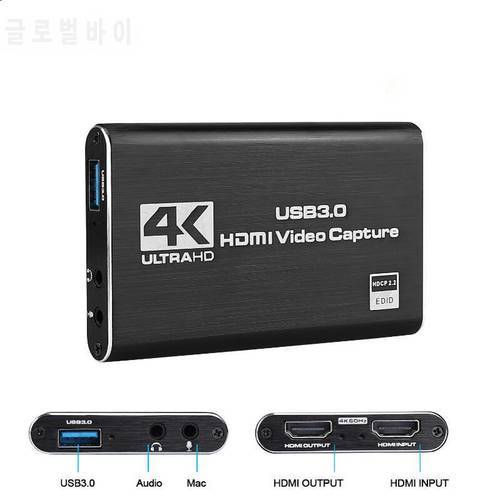 4K USB 3.0 Video Capture Card HDMI-compatible 1080P 60fps HD Video Recorder Grabber For OBS Capturing Game Card Live
