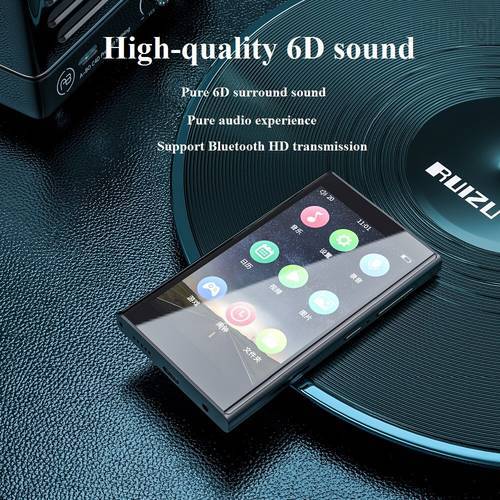RUIZU H10 Metal MP3 Player BT 5.0 Built-in Speaker with 3.8inch Touch Screen 16G/32G Music Player Radio Recording E-Book Video