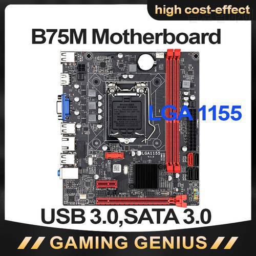 B75M LGA 1155 Motherboard Combo Kit With i3 2120 Processor and 2*2GB DDR3 1600MHZ Desktop RAM SATA3.0 Refurbished Motherboard