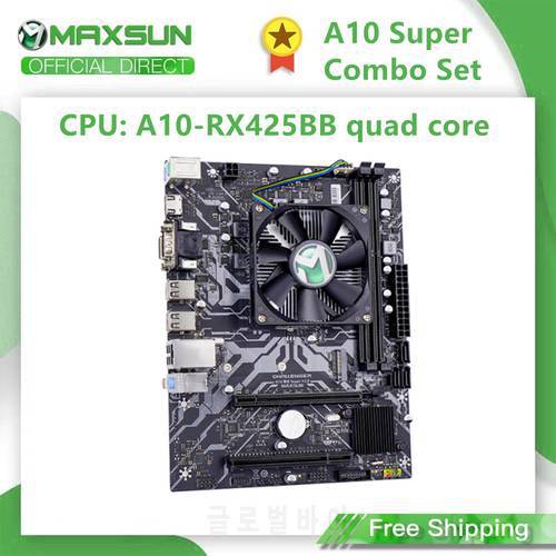 MAXSUN Motherboard A10 Quad Core Super Onboard AMD CPU RX452BB Graphics Card RAM DDR3 SATA3 With Radiator Set Desktop Full New