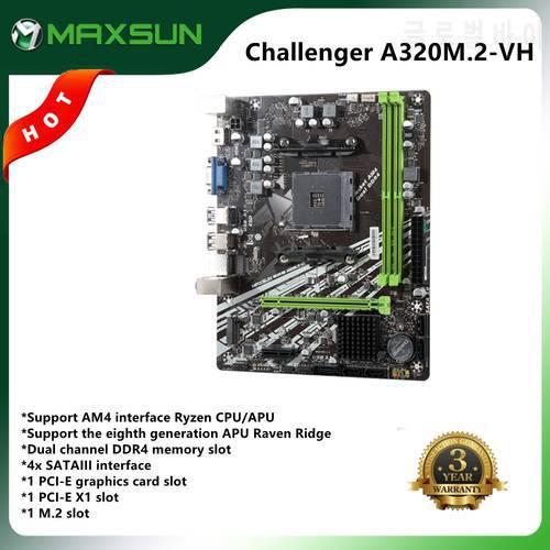 MAXSUN Motherboard Challenger A320M.2-VH AMD M.2 Sata3 RAM DDR4 Supports Ryzen 1000-5000 CPU AM4 socket 3600 4650 5600G 5600X