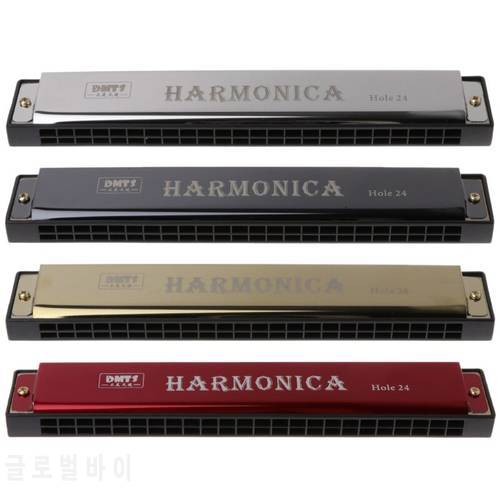 Professional 24 Hole Harmonica Mouth Metal Organ for Beginners Musical Instruments Harmonica Harp Harmonium Blues Clues