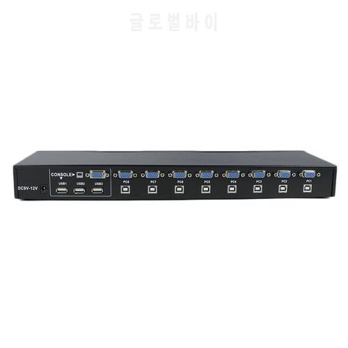 Small Size 8 Ports USB 2.0 External KVM Switch Box Manual Switcher Support for 1920x1440 VGA Splitter Adapter
