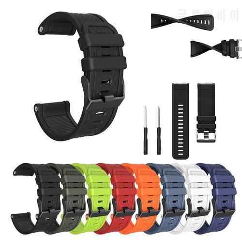 for Garmin Fenix/Fenix 2 Check Pattern Silicone Strap Band Easy Fit 26mm Width Soft Silicone Watch Strap with 2 screwdriver