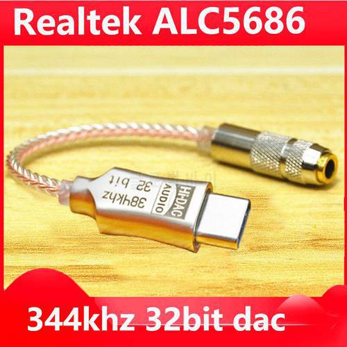 ALC5686 USB Type C to 3.5mm DAC earphone Amplifie Headphone Amp Digital Decoder AUX audio Cable hifi adapter converter Android