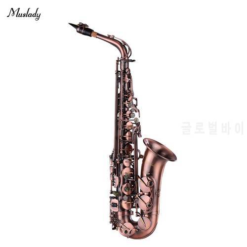 Muslady Quality Bent Eb Alto Saxophone E-flat Sax Carved Pattern Alto Saxophone Woodwind Instrument