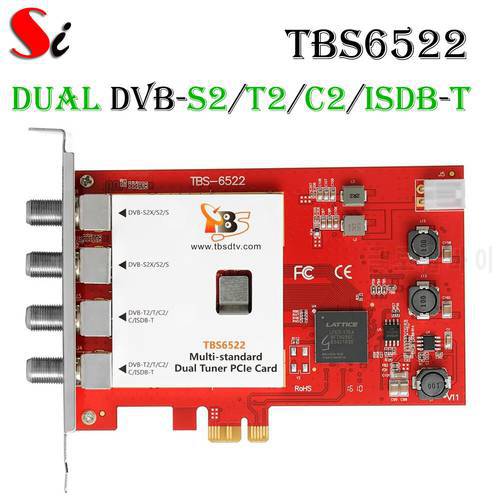 TBS6522 DVB-S2X/S2/S/T2/T/C2/C/ISDB-T Multi-standard Dual TV Tuner PCI-e Card