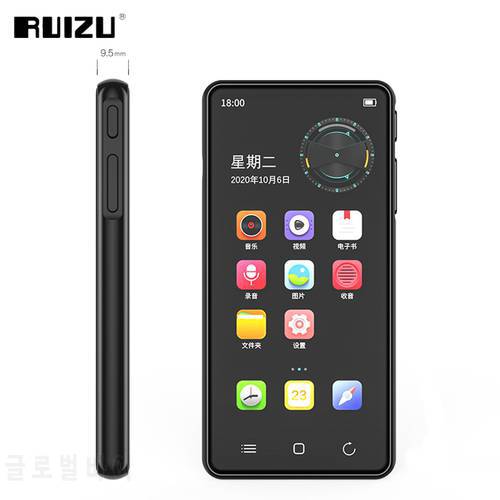 RUIZU H8 Android WiFi MP3 Player Bluetooth 5.0 Full Touch Screen 4 Inch 16GB Music Video Player With FM Recording E-book