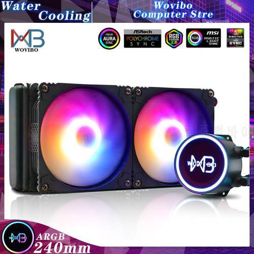 Wovibo PC CPU Water Cooling Computer Cooler AIO RGB ARGB Liquid Fan Ventilador Radiator For LGA 1150 1151 1200 1700 2011 AM4