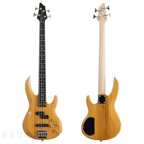 4 Strings Bass Guitar Electric Bass Guitar Okoume Body 43 Inch Wood Guitar Natural Color with Free Bass Bag High Gloss Finish