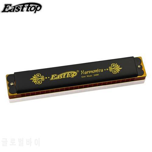 Easttop Tremolo Harmonica 24 Holes Mouth Organ ABS Comb Brass Reeds Harp Musical Instruments Key C East Top T2406K Professional