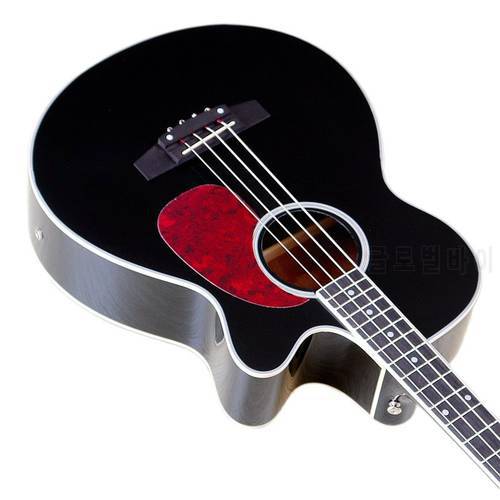 Acoustic Electric Bass Guitar 4 String High Gloss Acoustic Bass 43 Inch Natural Color Black Color Cutaway Bass Guitar with EQ