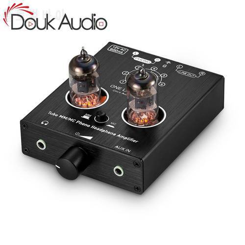 Douk Audio Mini Vacuum Tube Phono Stage Preamp for MM/MC Turntables Desktop Valve Headphone Amplifier HiFi Stereo Audio Preamp