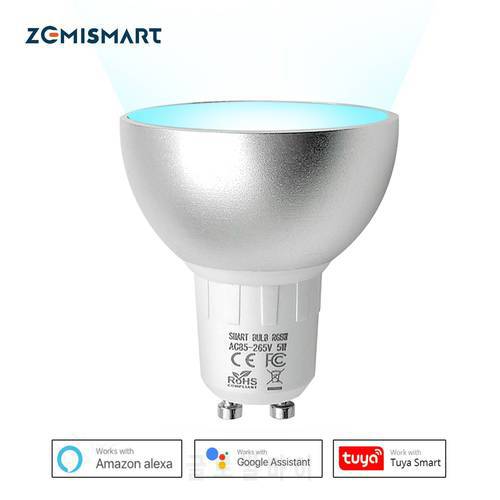 Zemismart Zigbee GU10 Smart LED Bulb 5W RGBW Compatible with Tuya SmartThings App Alexa Echo Plus Google Home Voice Control