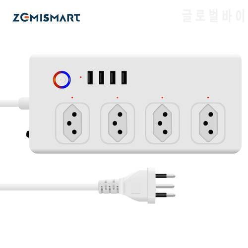 Zemismart Tuya Zigbee Smart Socket Electronic Protector 10A Plug Line Filter 4 Individual Circuit Breakers Smartthings