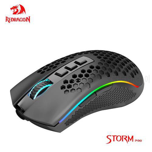 REDRAGON Storm Pro M808-KS RGB USB 2.4G Wireless Ultralight Honeycomb Shell Gaming Mouse 16000 DPI for gamer Mice laptop PC