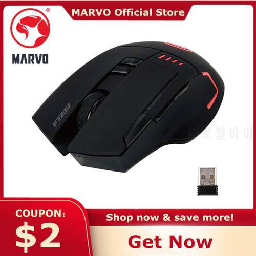 MARVO M720W Gaming Mouse , 8 Button LED Light Wireless Mouse, Ajustable DPI Optical Ergonomic USB Mice For PC/Laptops/Computer