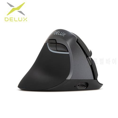 Delux M618ZD Left Hand Ergonomic Wireless Vertical Mouse Bluetooth 2.4GHz RGB Rechargeable Silent Mice for Office
