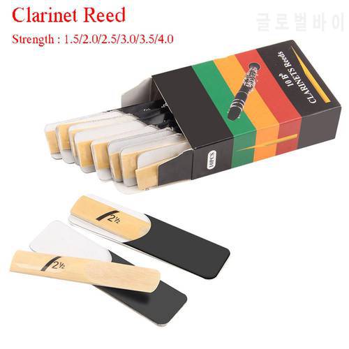 10pcs Clarinet Reeds Set Bb Tone Strength 1.5/2.0/2.5/3.0/3.5/4.0 Wind Instrument Reed Accessories