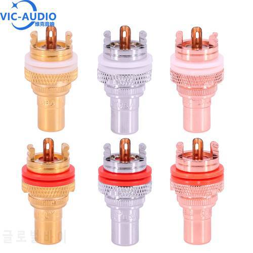 RCA Audio Connector Female Socket HiFi Plug Connector Chassis For CMC Connectors Gold Plated Copper Jack 32mm Copper Plug Amp
