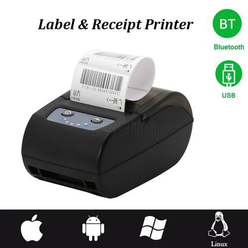 2 Inch Bluetooth Thermal Printer Both Support Receipt And Label Printing Wireless Connected With Phone & Computer Label Printer