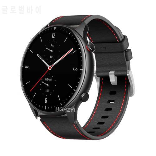 22mm Genuine Leather Strap For Amazfit GTR2 2e Pace Stratos3 2 Business Casual Bracelet for huami Amazfit GTR 3 Pro 47mm band