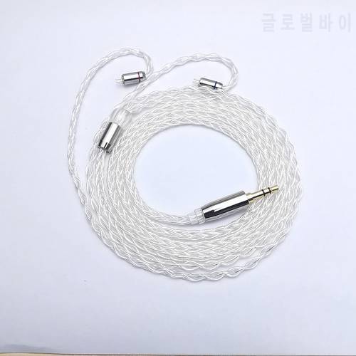 XINHS 8 Core Pure Silver Earphone Upgrade Cable Balanced Wire 2.5/3.5/4.4MM Plug With MMCX/2PIN/QDC for TIN\TFZ Headsets