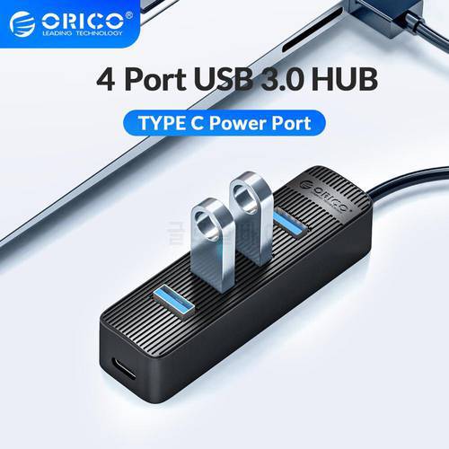 ORICO TWU3 4 Port USB 3.0 HUB With Type C Power Supply Port PC Laptop Computer Accessories ABS USB Splitter USB3.0 OTG Adapter
