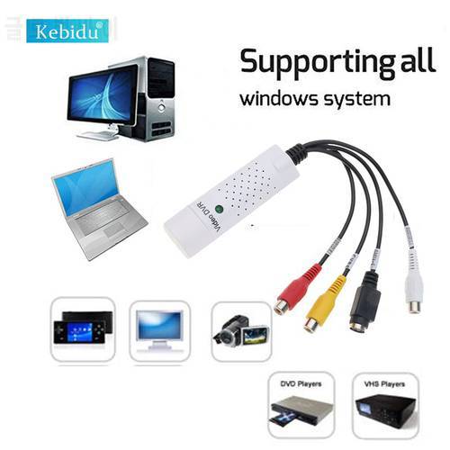 Kebidu For Windows 7/8/10 USB 2.0 Video Capture Grabber Card Audio Adapter VHS Box VHS DVD VCR TV to Digital Converter